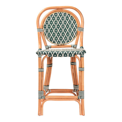 bali & pari - Mattie Counter Stool in Natural Brown/Green/White - Mattie-Rattan-Green/White-No Arm-CS view 2