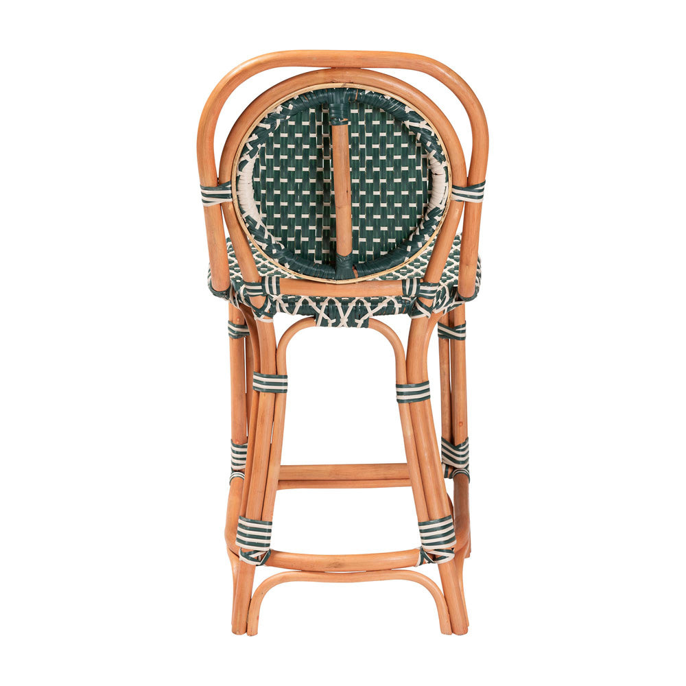 bali & pari - Mattie Counter Stool in Natural Brown/Green/White - Mattie-Rattan-Green/White-No Arm-CS view 4