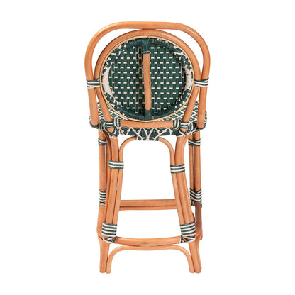 bali & pari - Mattie Counter Stool in Natural Brown/Green/White - Mattie-Rattan-Green/White-No Arm-CS view 4