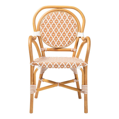 bali & pari - Mattie Dining Chair in Natural Brown/Beige/White - Mattie-Rattan-Beige/White-Arm-DC view 2