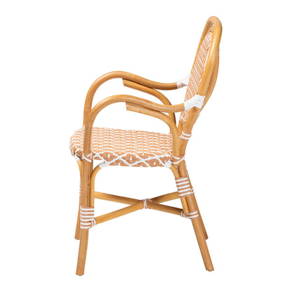 bali & pari - Mattie Dining Chair in Natural Brown/Beige/White - Mattie-Rattan-Beige/White-Arm-DC view 3