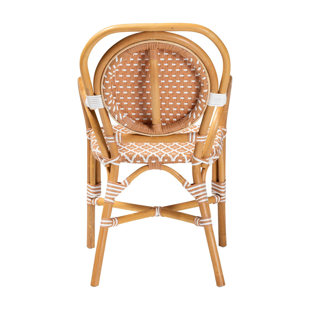 bali & pari - Mattie Dining Chair in Natural Brown/Beige/White - Mattie-Rattan-Beige/White-Arm-DC view 4