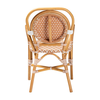 bali & pari - Mattie Dining Chair in Natural Brown/Beige/White - Mattie-Rattan-Beige/White-Arm-DC view 4