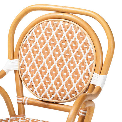 bali & pari - Mattie Dining Chair in Natural Brown/Beige/White - Mattie-Rattan-Beige/White-Arm-DC view 5