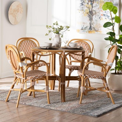 bali & pari - Mattie Dining Set in Natural Brown/Beige/White - Mattie-Rattan-Beige/White-5PC Dining Set view 8