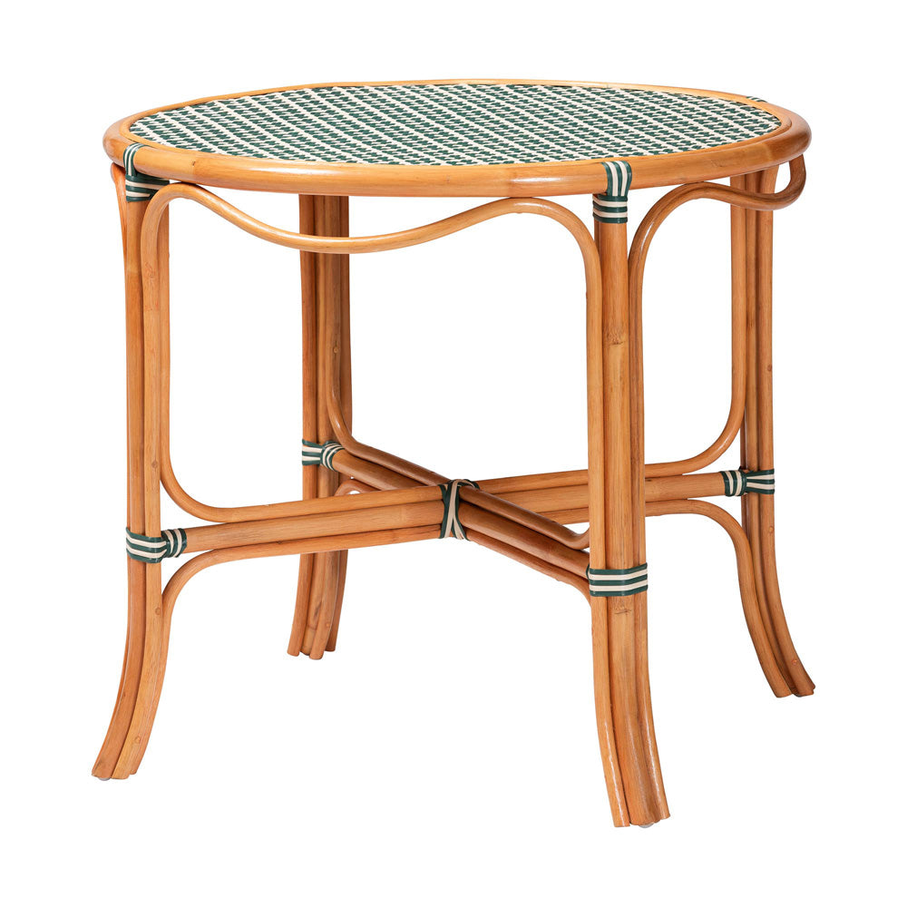 bali & pari - Mattie Dining Set in Natural Brown/Green/White - Mattie-Rattan-Green/White-5PC Dining Set view 3