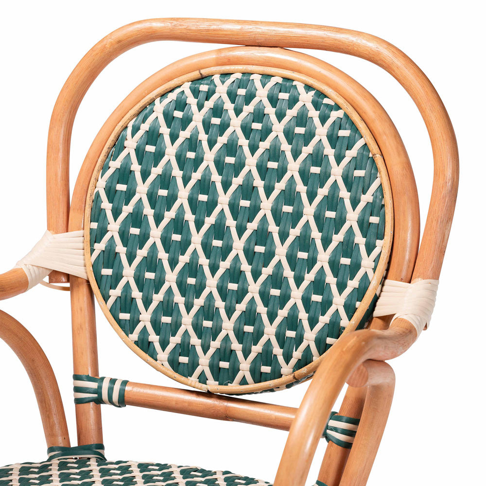 bali & pari - Mattie Dining Set in Natural Brown/Green/White - Mattie-Rattan-Green/White-5PC Dining Set view 5