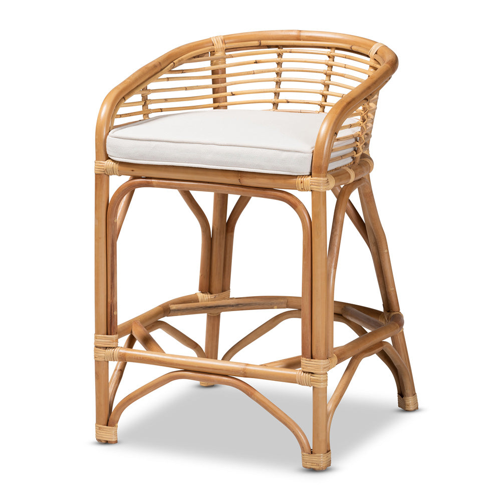 bali & pari - Maverick Counter Stool in White/Natural Brown - Maverick-Rattan-CS view 1