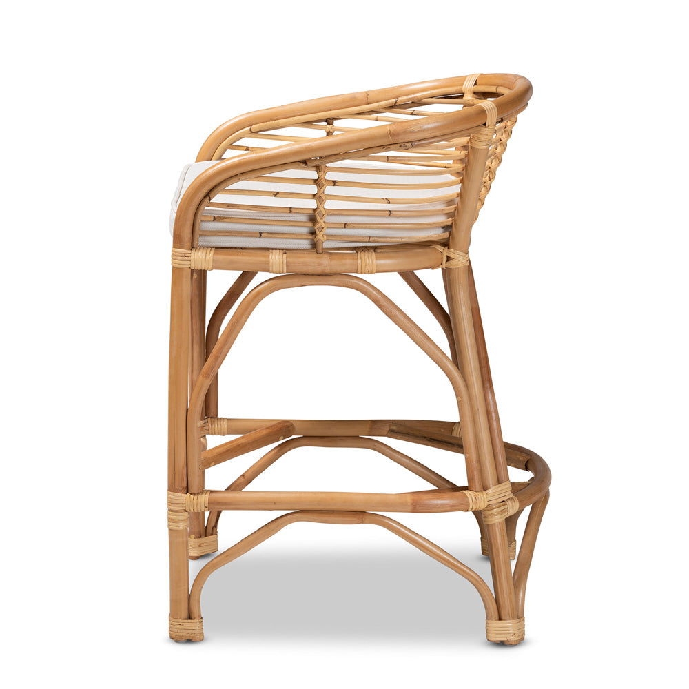 bali & pari - Maverick Counter Stool in White/Natural Brown - Maverick-Rattan-CS view 3
