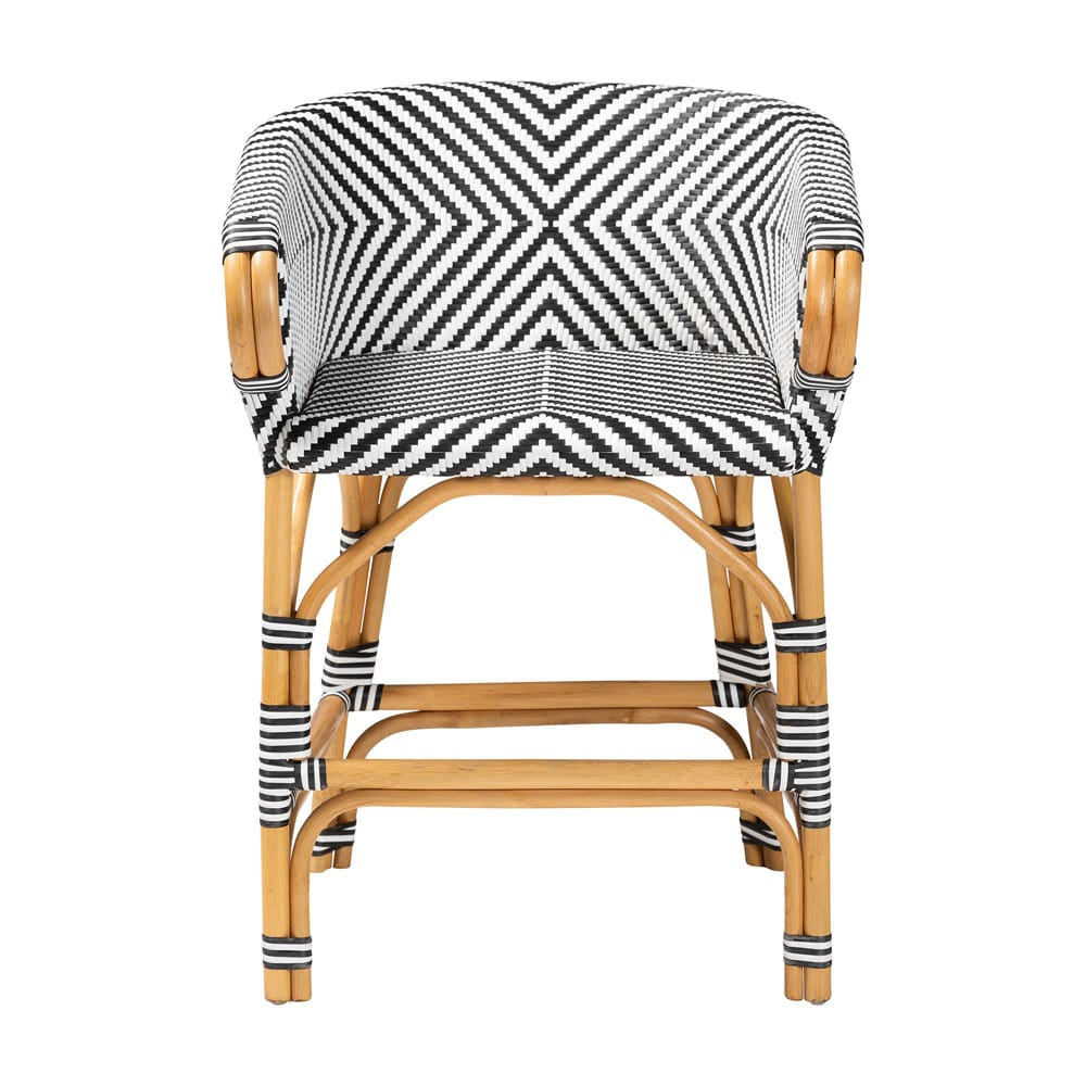 bali & pari - Max Counter Stool in Natural Brown/Black/White - Max-Rattan-Black/White/Natural-Arm-CS view 2