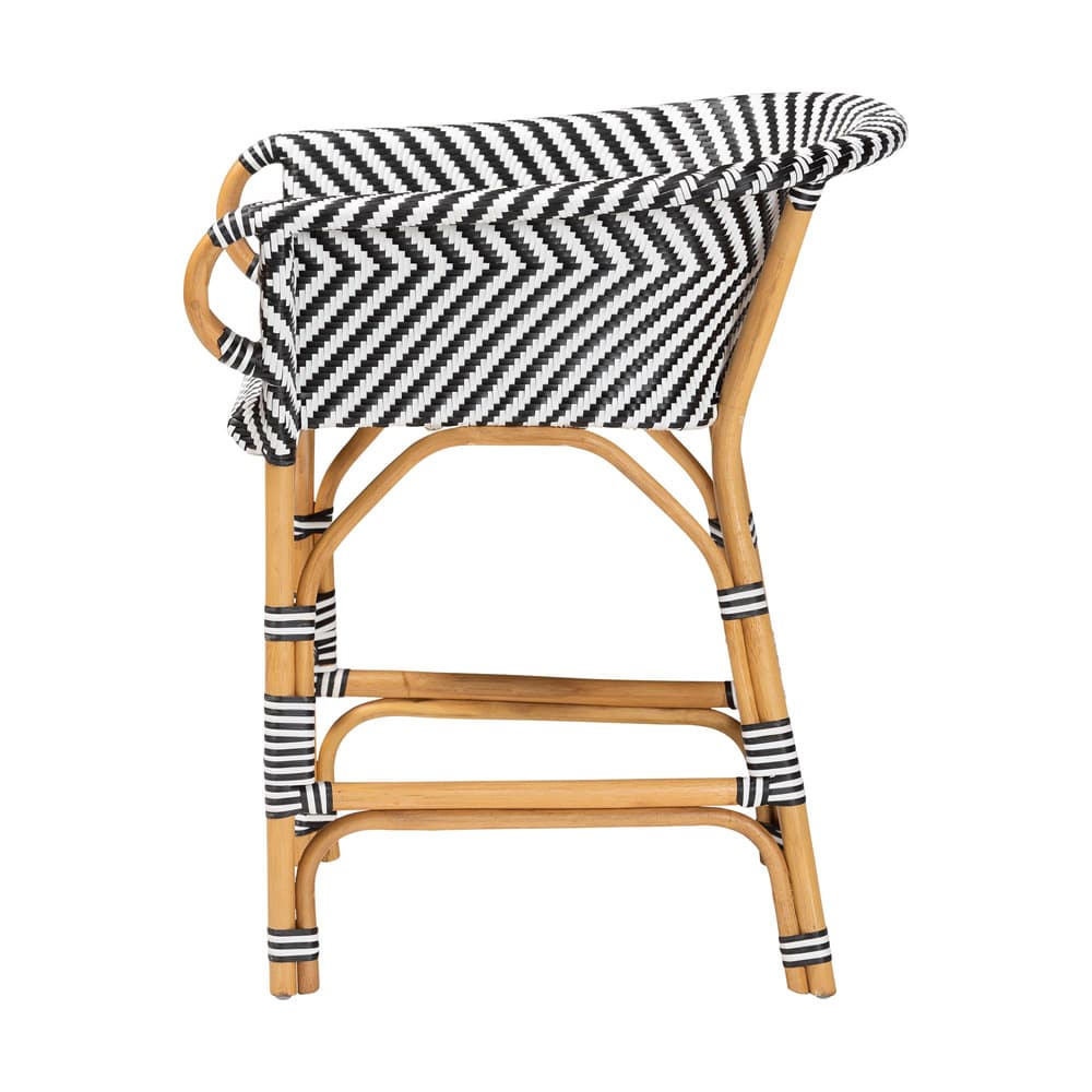 bali & pari - Max Counter Stool in Natural Brown/Black/White - Max-Rattan-Black/White/Natural-Arm-CS view 3