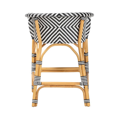bali & pari - Max Counter Stool in Natural Brown/Black/White - Max-Rattan-Black/White/Natural-Arm-CS view 4