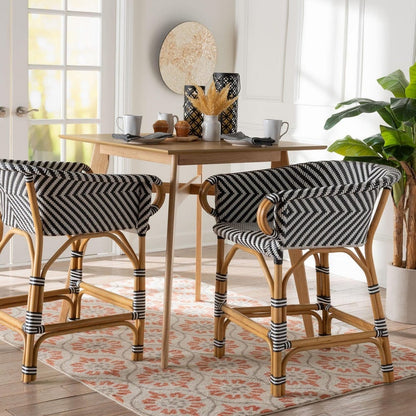 bali & pari - Max Counter Stool in Natural Brown/Black/White - Max-Rattan-Black/White/Natural-Arm-CS view 8