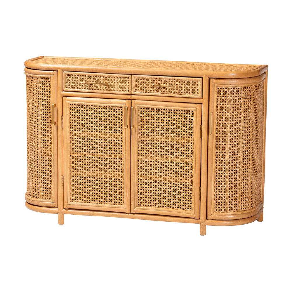 bali & pari  - McKenna Sideboard in Light Honey/Gold - McKenna-Light Honey Rattan-Cabinet view 1
