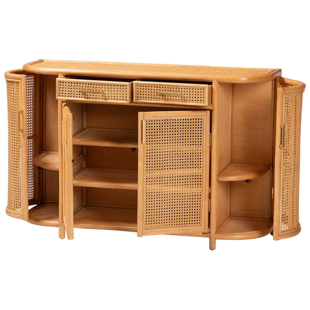 bali & pari  - McKenna Sideboard in Light Honey/Gold - McKenna-Light Honey Rattan-Cabinet view 2