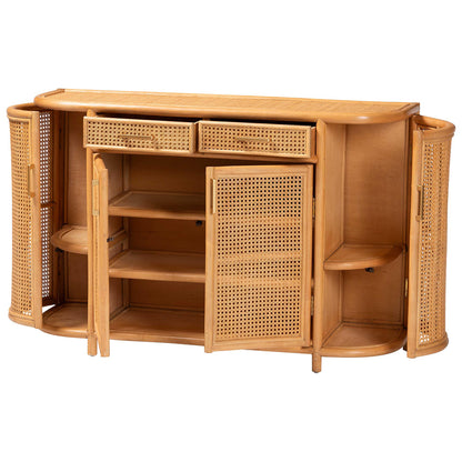bali & pari  - McKenna Sideboard in Light Honey/Gold - McKenna-Light Honey Rattan-Cabinet view 2