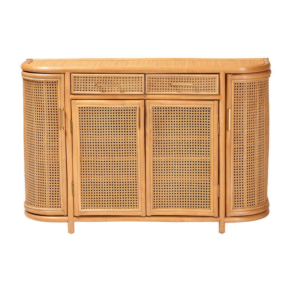 bali & pari  - McKenna Sideboard in Light Honey/Gold - McKenna-Light Honey Rattan-Cabinet view 3