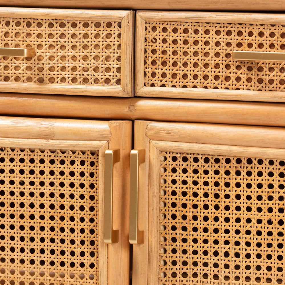 bali & pari  - McKenna Sideboard in Light Honey/Gold - McKenna-Light Honey Rattan-Cabinet view 5