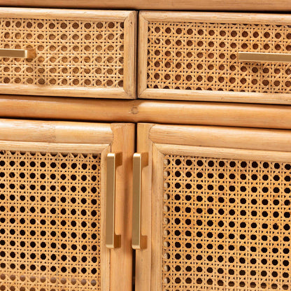 bali & pari  - McKenna Sideboard in Light Honey/Gold - McKenna-Light Honey Rattan-Cabinet view 5