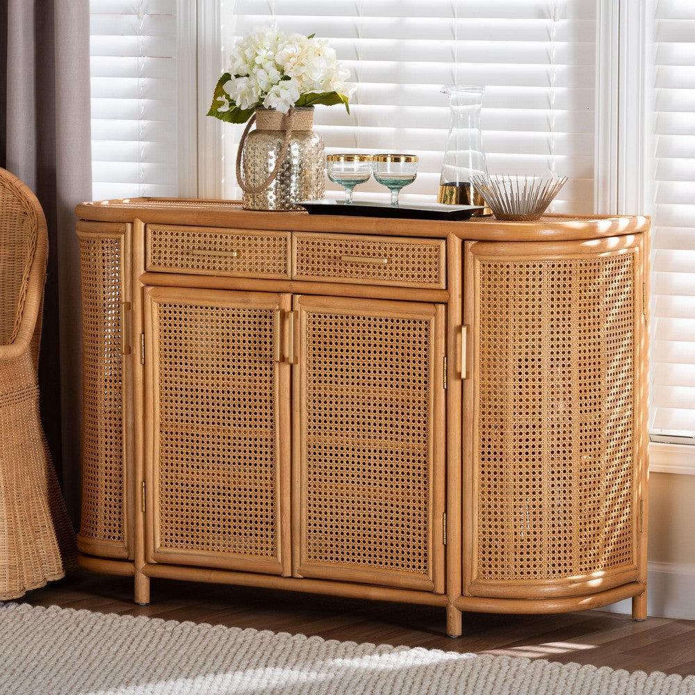 bali & pari  - McKenna Sideboard in Light Honey/Gold - McKenna-Light Honey Rattan-Cabinet view 8