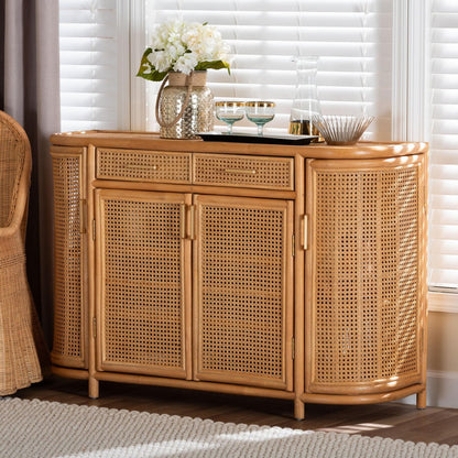 bali & pari  - McKenna Sideboard in Light Honey/Gold - McKenna-Light Honey Rattan-Cabinet view 8