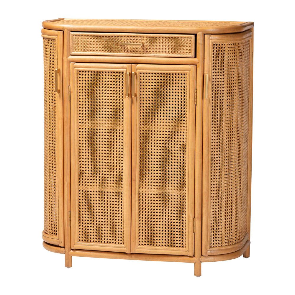 bali & pari  - McKenna Storage Cabinet in Light Honey/Gold - Mave-Light Honey Rattan-Cabinet view 1