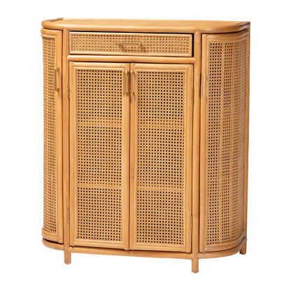 bali & pari  - McKenna Storage Cabinet in Light Honey/Gold - Mave-Light Honey Rattan-Cabinet view 1