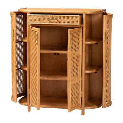 bali & pari  - McKenna Storage Cabinet in Light Honey/Gold - Mave-Light Honey Rattan-Cabinet view 2