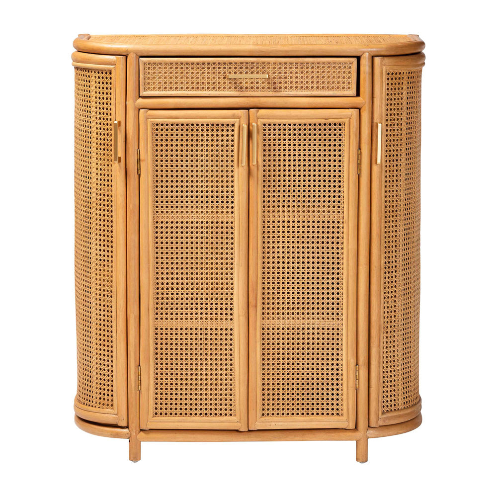 bali & pari  - McKenna Storage Cabinet in Light Honey/Gold - Mave-Light Honey Rattan-Cabinet view 3