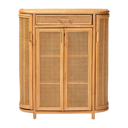 bali & pari  - McKenna Storage Cabinet in Light Honey/Gold - Mave-Light Honey Rattan-Cabinet view 3