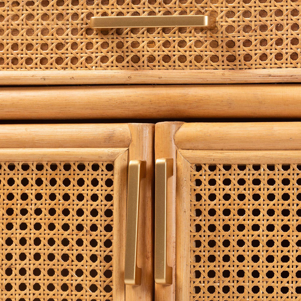 bali & pari  - McKenna Storage Cabinet in Light Honey/Gold - Mave-Light Honey Rattan-Cabinet view 5
