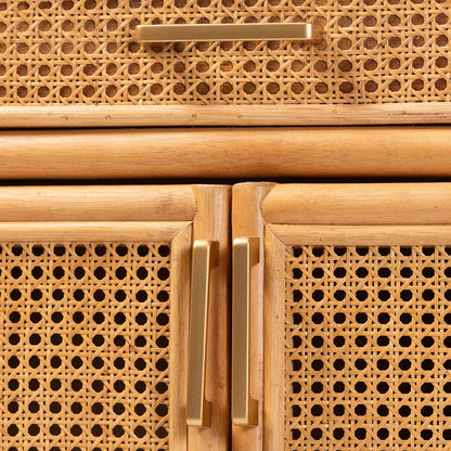 bali & pari  - McKenna Storage Cabinet in Light Honey/Gold - Mave-Light Honey Rattan-Cabinet view 5