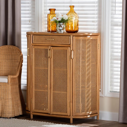 bali & pari  - McKenna Storage Cabinet in Light Honey/Gold - Mave-Light Honey Rattan-Cabinet view 8
