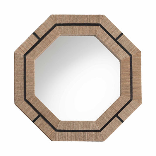 bali & pari - Mirai Mirror in Natural/Black - Grasscloth Mendong Black-Octagon-Mirror view 2