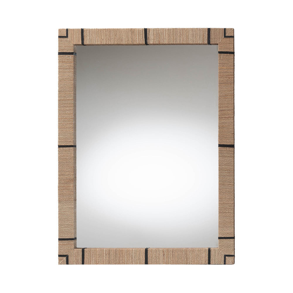 bali & pari - Mirai Mirror in Natural/Black - Grasscloth Mendong Black-Rectangle-Mirror view 1