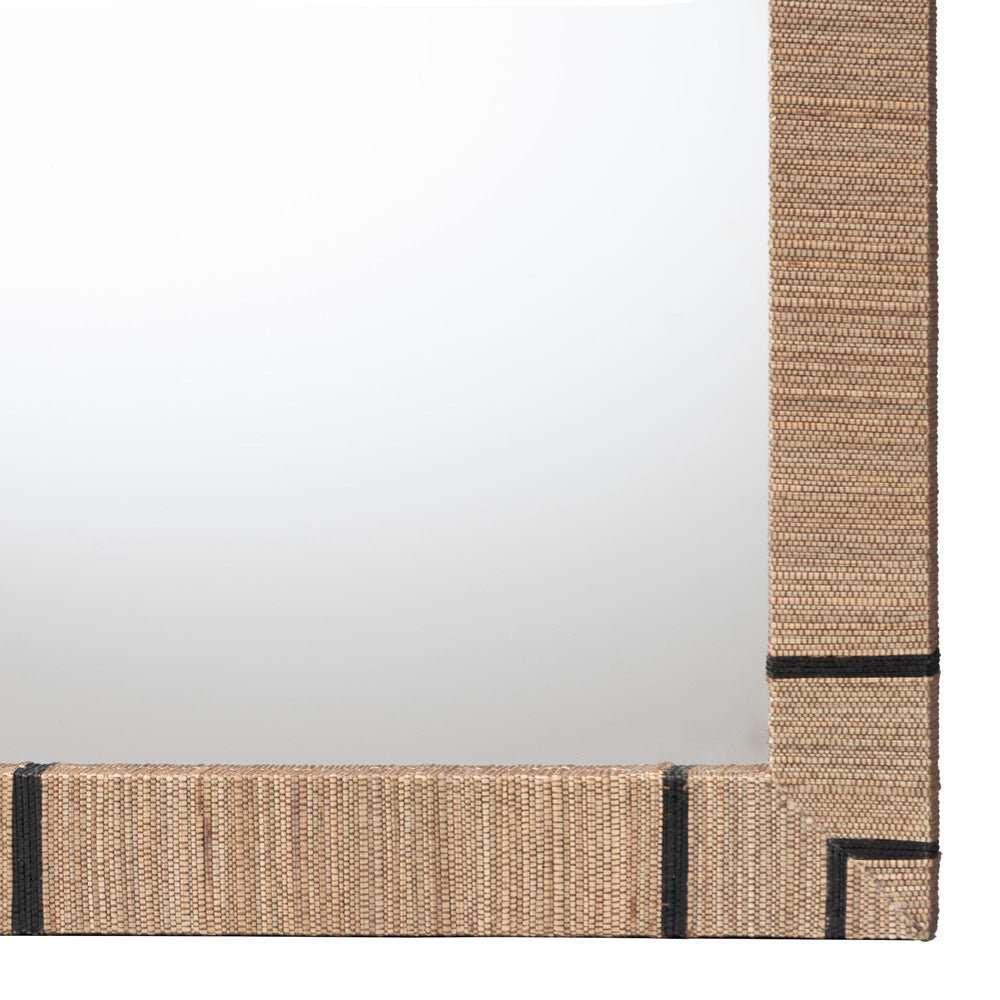 bali & pari - Mirai Mirror in Natural/Black - Grasscloth Mendong Black-Rectangle-Mirror view 3