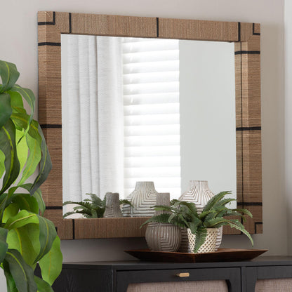 bali & pari - Mirai Mirror in Natural/Black - Grasscloth Mendong Black-Rectangle-Mirror view 4