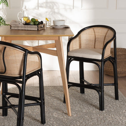 bali & pari  - Miranda Counter Stool in White/Natural Brown/Black - Miranda-Rattan-CS view 8