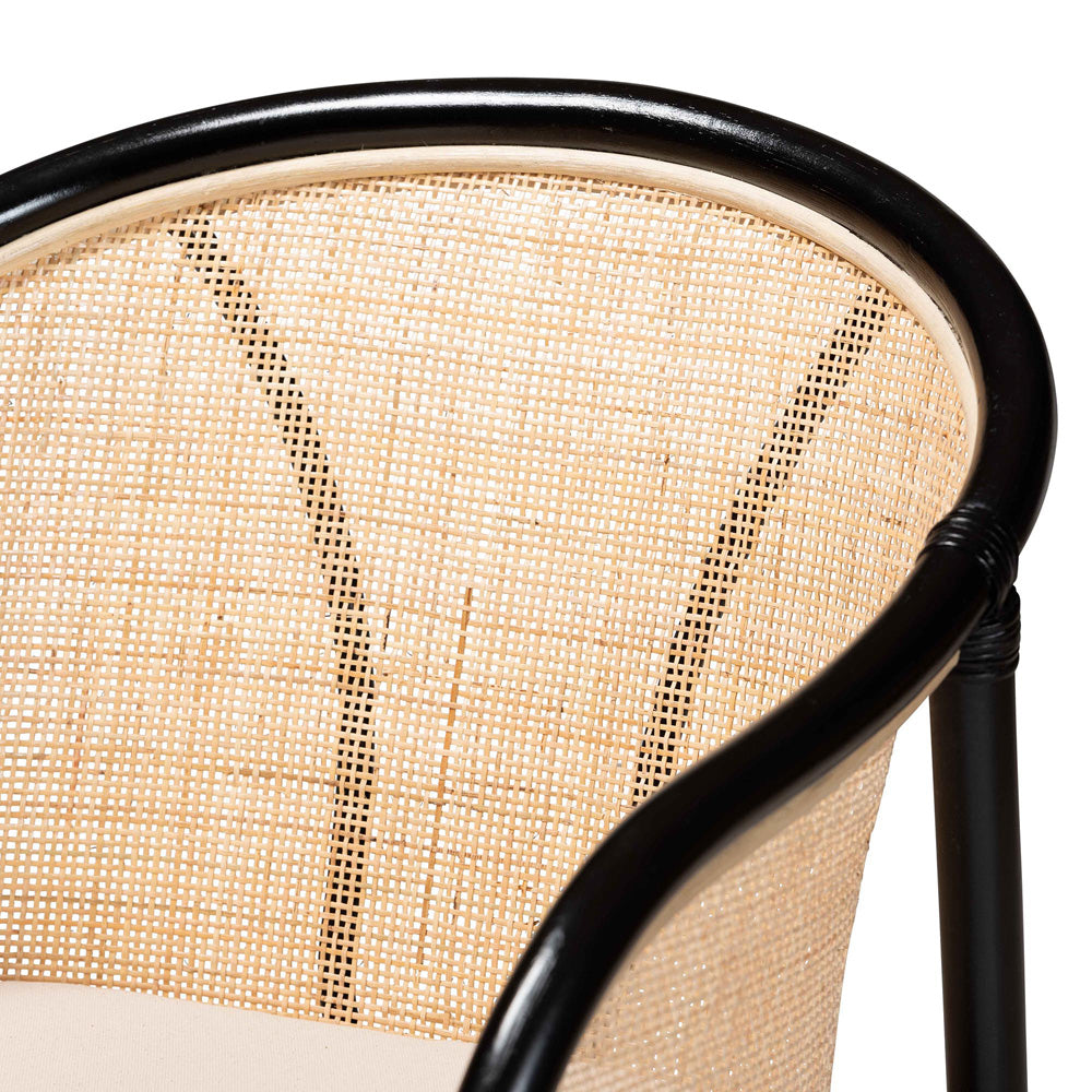 bali & pari - Miranda Set of 2 Dining Chairs in White/Natural Brown/Black - Miranda-Rattan-DC view 4