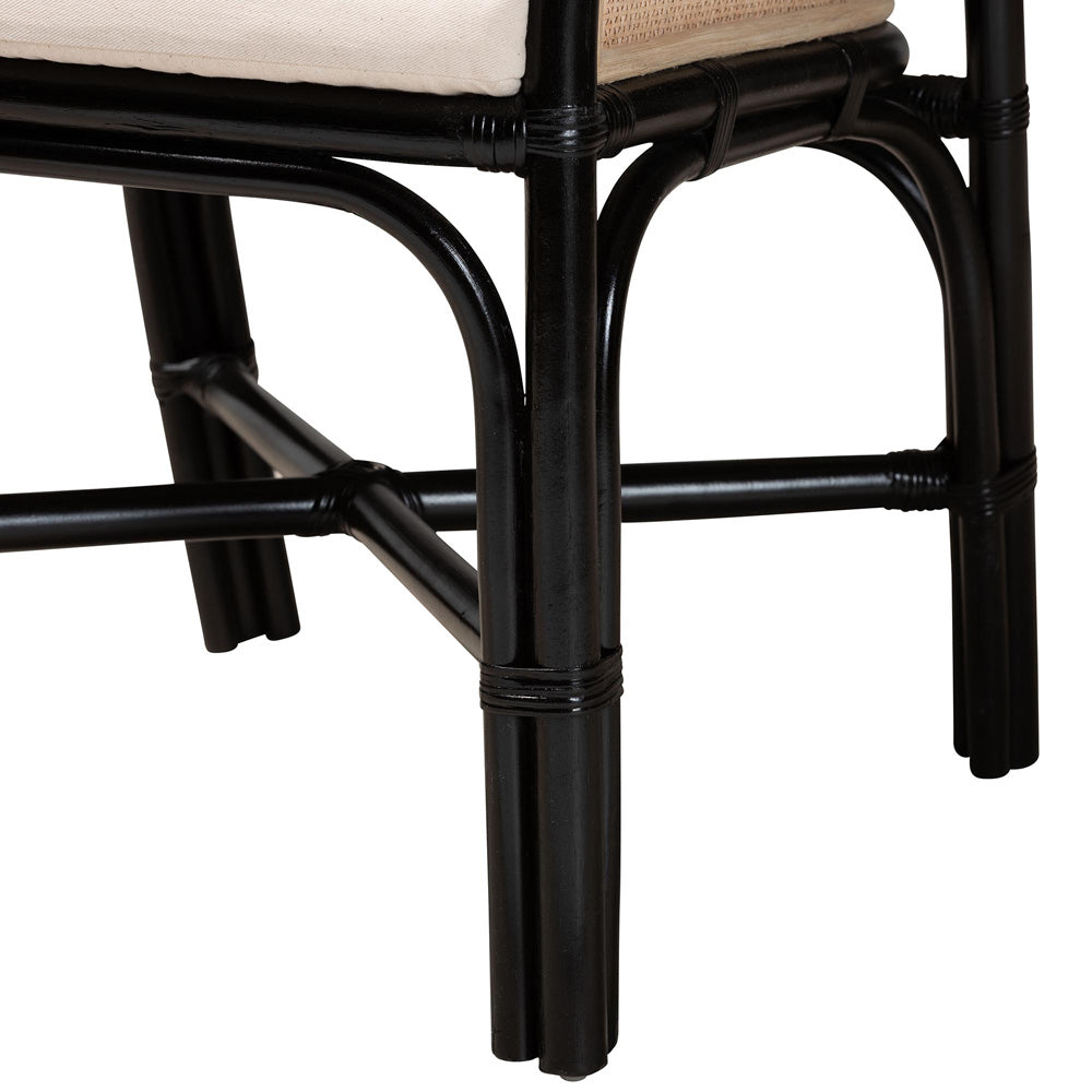 bali & pari - Miranda Set of 2 Dining Chairs in White/Natural Brown/Black - Miranda-Rattan-DC view 5
