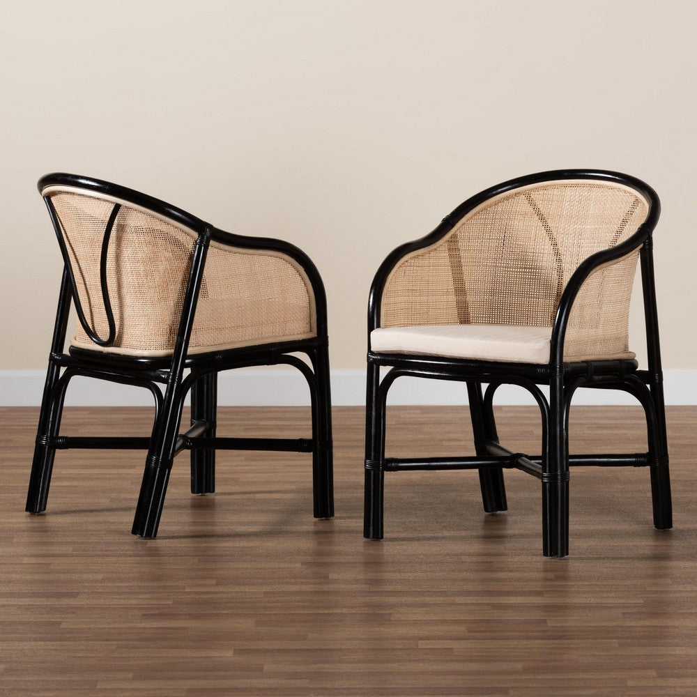 bali & pari - Miranda Set of 2 Dining Chairs in White/Natural Brown/Black - Miranda-Rattan-DC view 8