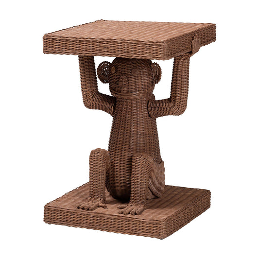 bali & pari - Miyoco End Table in Light Brown - Monkey-Light Brown/Rattan-ET view 1