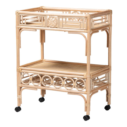 bali & pari - Molina Wine Cart in Natural Brown/Black - WS195-Natural-Rattan-Cart view 1