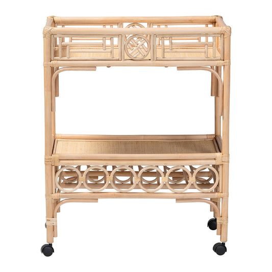 bali & pari - Molina Wine Cart in Natural Brown/Black - WS195-Natural-Rattan-Cart view 2