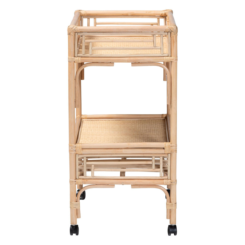 bali & pari - Molina Wine Cart in Natural Brown/Black - WS195-Natural-Rattan-Cart view 3