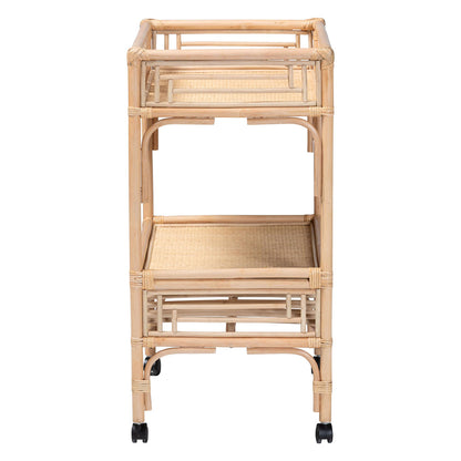 bali & pari - Molina Wine Cart in Natural Brown/Black - WS195-Natural-Rattan-Cart view 3