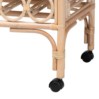 bali & pari - Molina Wine Cart in Natural Brown/Black - WS195-Natural-Rattan-Cart view 5