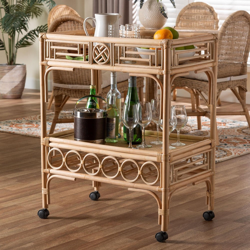 bali & pari - Molina Wine Cart in Natural Brown/Black - WS195-Natural-Rattan-Cart view 7