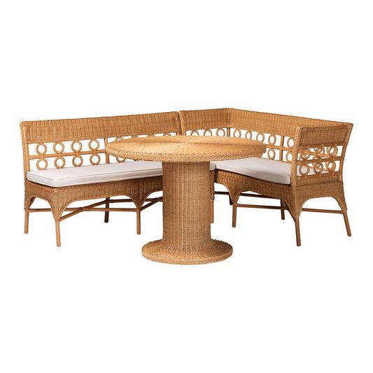 bali & pari - Monica Dining Set in Light Honey - Monica-3PC Dining Nook Set view 1