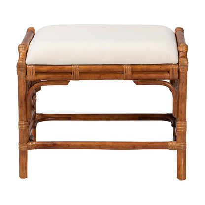 bali & pari - Morley Ottoman in Marbled Tortoise Brown/White - WS192-Tortoise Cushion-Rattan-Stool view 2